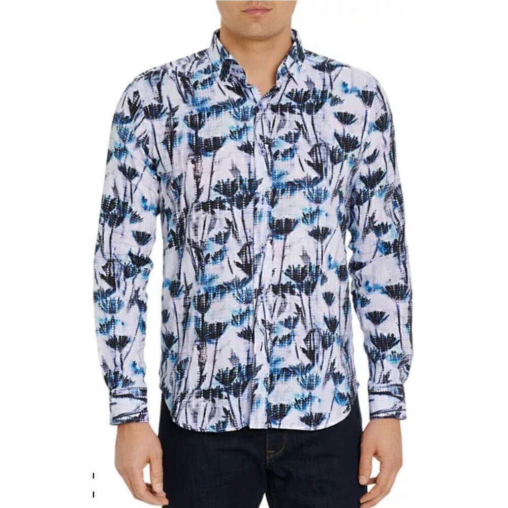 Robert Graham Mahoney Long Sleeve Floral Woven Shirt in Linen & Cotton NWT Size